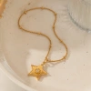 New five-pointed star diamond-encrusted pendant, round bead chain, stainless steel, non-fading, niche design, light luxury, lucky star, versatile and exquisite accessories for commuting Application Scenario